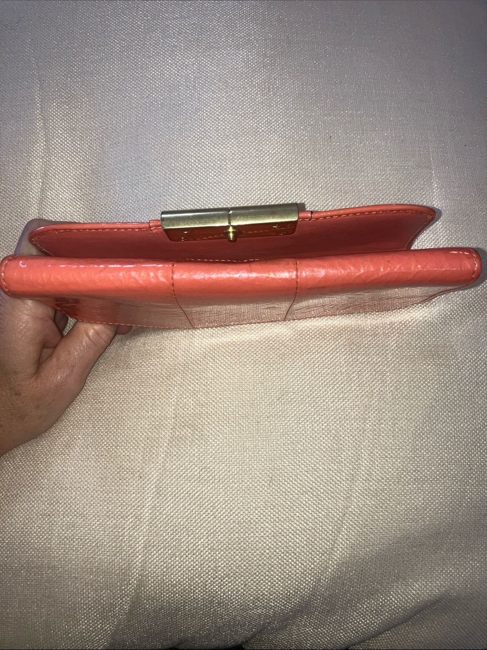 Coach Coral Leather Clutch Wallet with Gold Hardware - Picture 11 of 13
